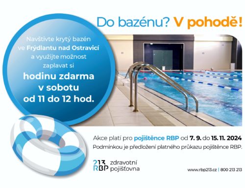 Pojištěnci RBP plavání zdarma v sobotu od 11:00-12:00 hod. (7.9.-15.11.2024)